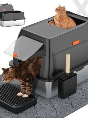 Stainless Steel Enclosed Cat Litter Box